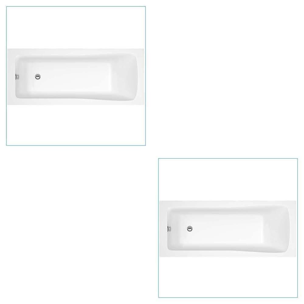 VeeBath Baths > Straight Baths Modern Bathroom Bathtub Single Ended Curved Acrylic White Gloss Adjustable Feet