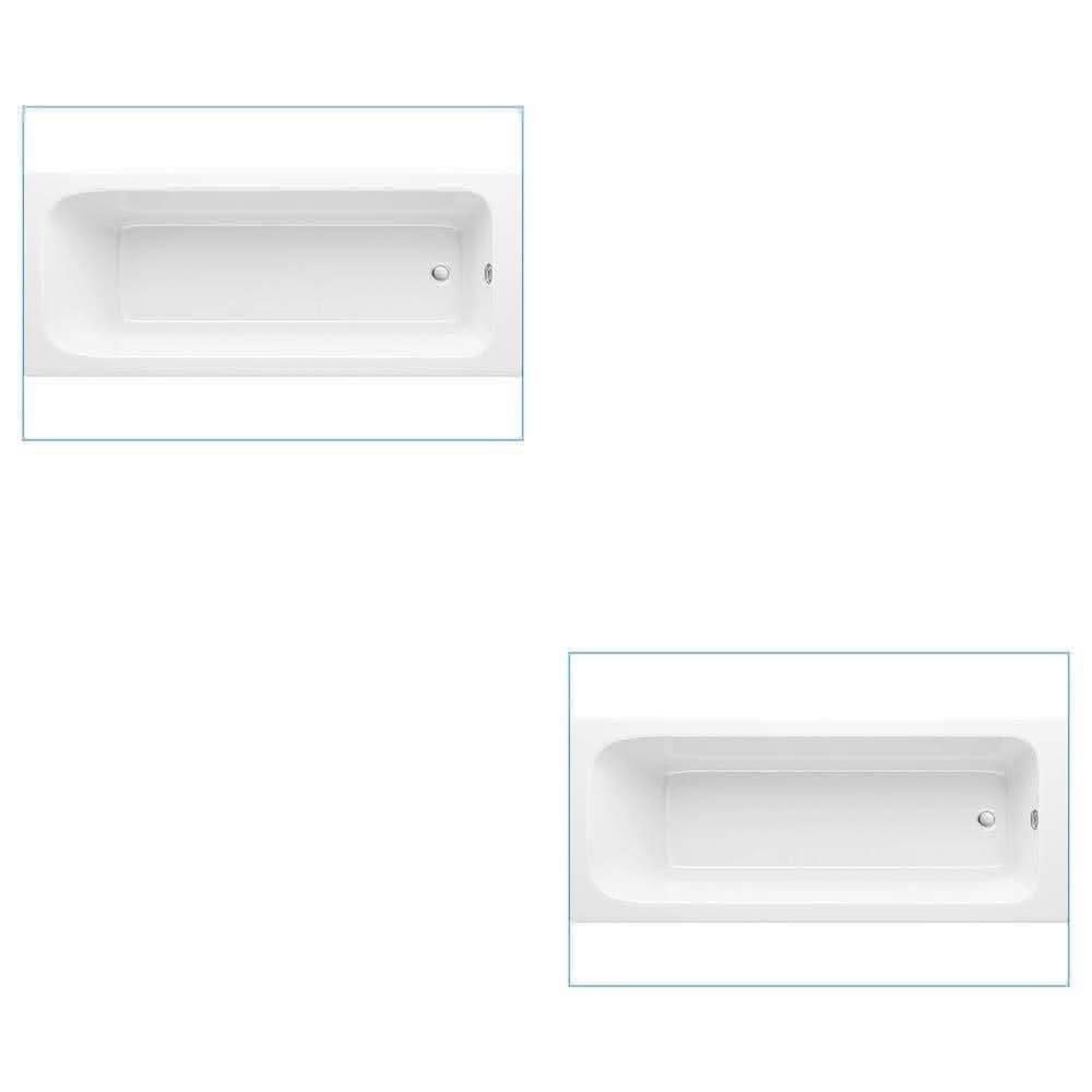 iBathUK Baths > Straight Baths Modern Bathroom Bathtub Straight Single Ended Straight Bath White Gloss Bathtub