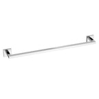 The iBathUK Modern Wall Mounted Square Towel Rail Bar - Chrome features a minimalist design with square wall mounts, shown against a plain white background.