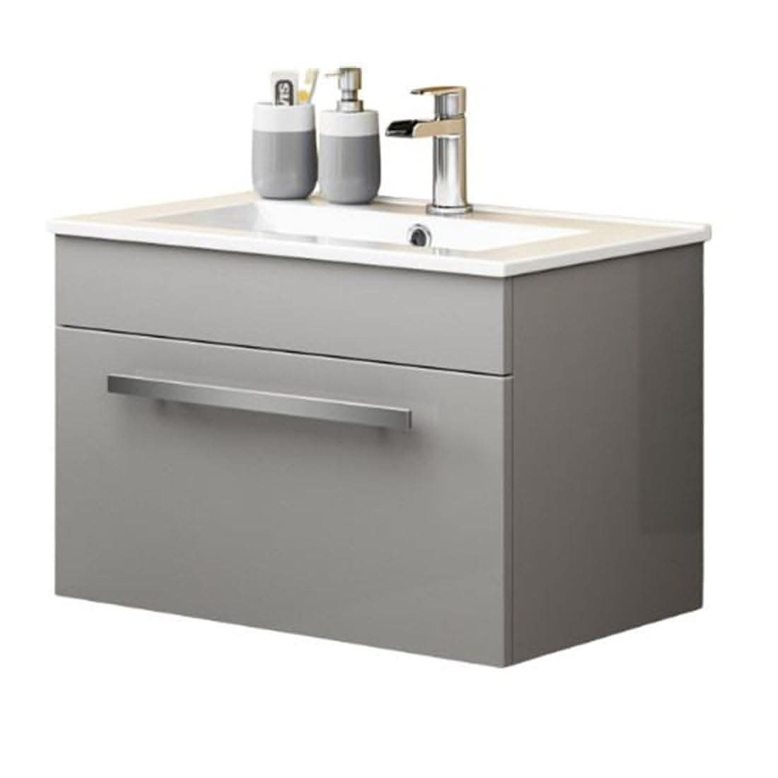 Avon 1 Drawer Wall Hung Vanity Unit With Basin - 615mm x 415mm - 1 Tap Hole