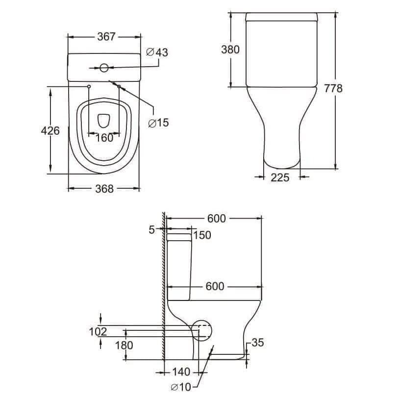 iBathUK Toilets > Close Coupled Toilets Palma Ceramic Close Coupled Toilet - White