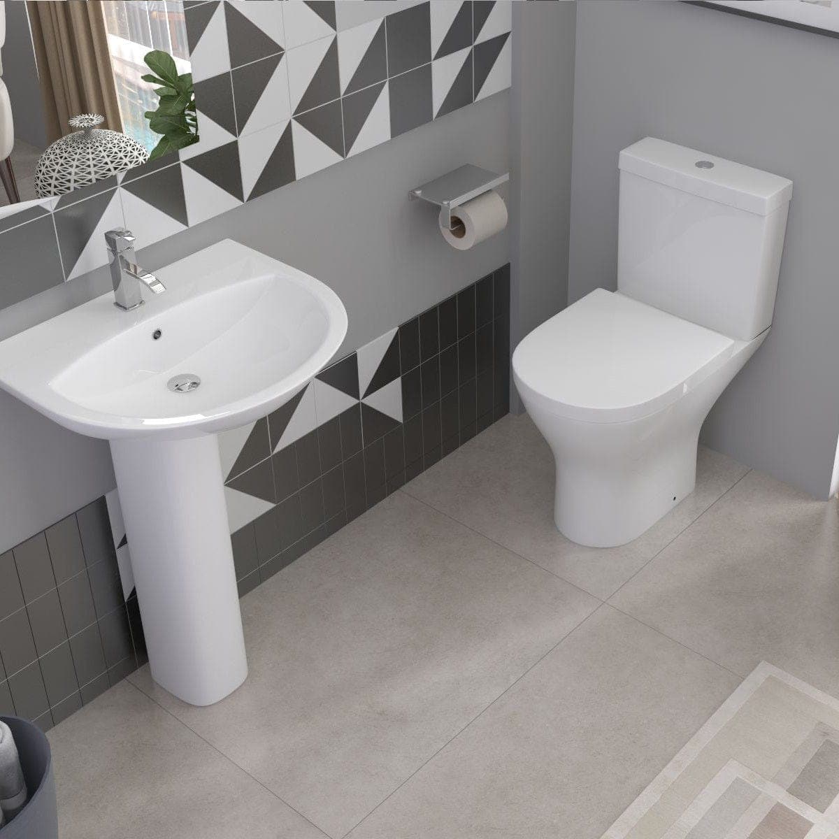 iBathUK Toilets > Close Coupled Toilets Palma Ceramic Close Coupled Toilet - White