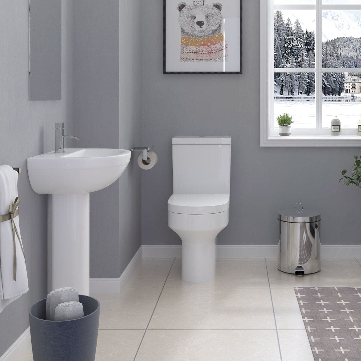 iBathUK Toilets > Close Coupled Toilets Rimini Ceramic Close Coupled Toilet - White