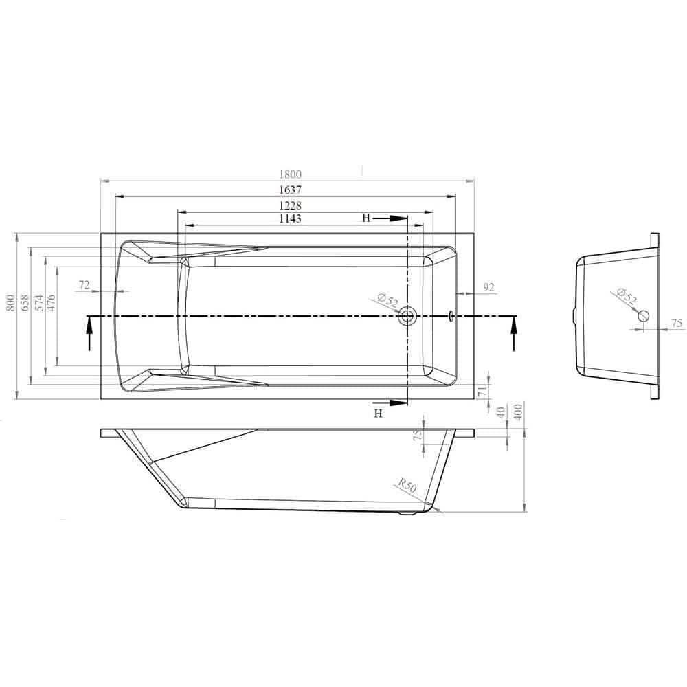 VeeBath Sophia Vanity Unit, Toilet & Single Ended Bath Bathroom Suite - 1800mm