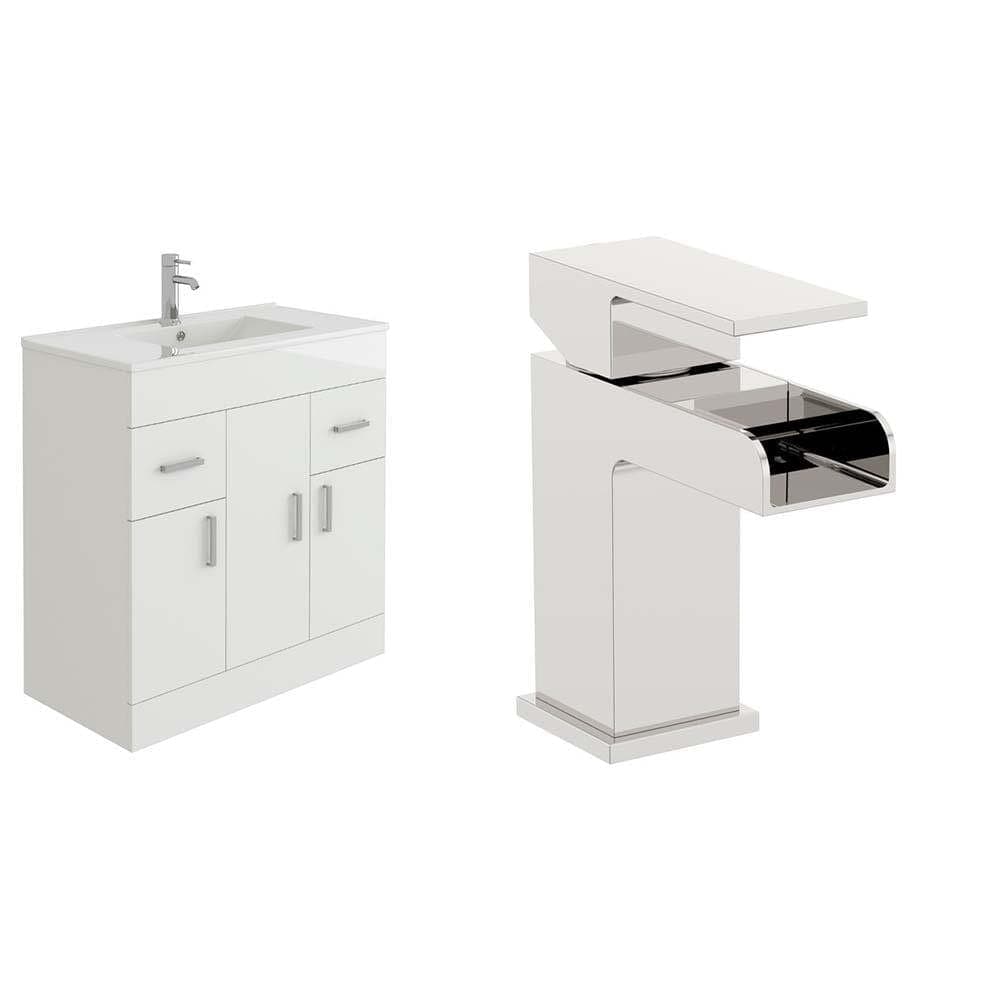 VeeBath Furniture > Vanity Units 800mm Vanity & Tap Sphinx Basin Vanity Unit and Waterfall Mixer Tap