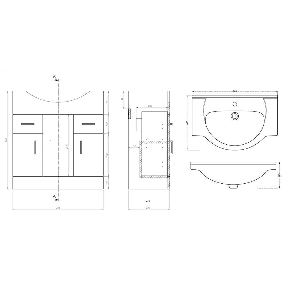 VeeBath Furniture > Combination Vanity Units Vanity Bathroom Furniture Set WC Toilet Unit Pan Cistern Bundle - 1350mm