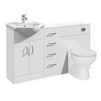 VeeBath Vanity Bathroom Furniture Set WC Toilet Unit Round Pan Cistern - 1350mm
