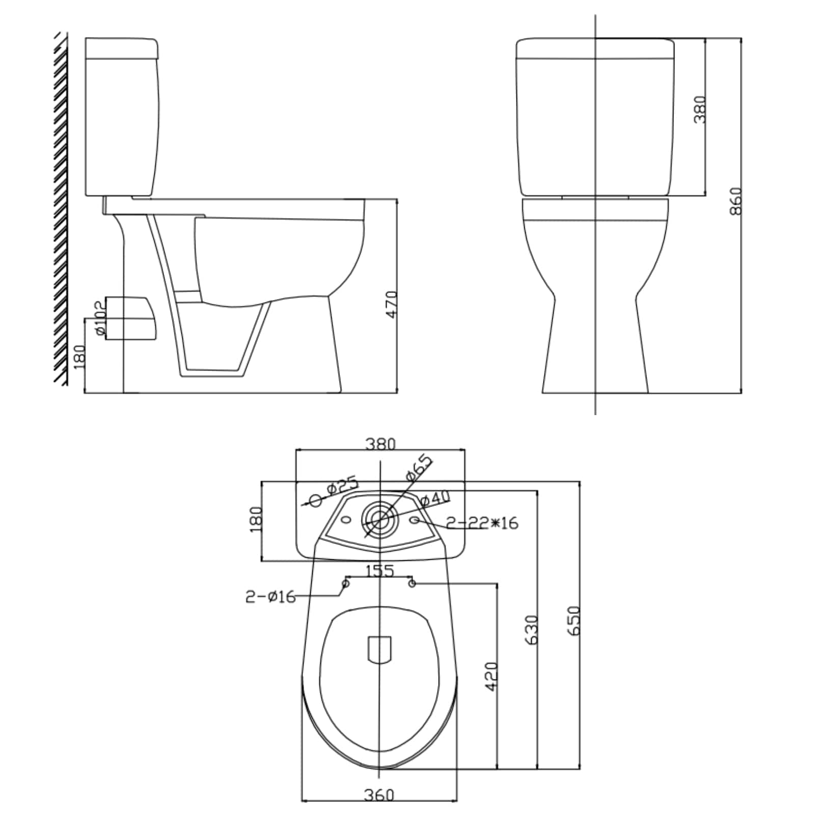 VeeBath Toilets > Close Coupled Toilets Verona Ceramic White Close Coupled Toilet